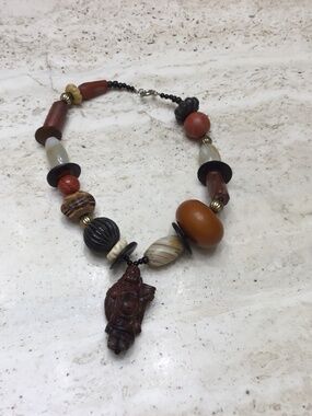 Chunky Beaded Necklace With Buddha Pendant